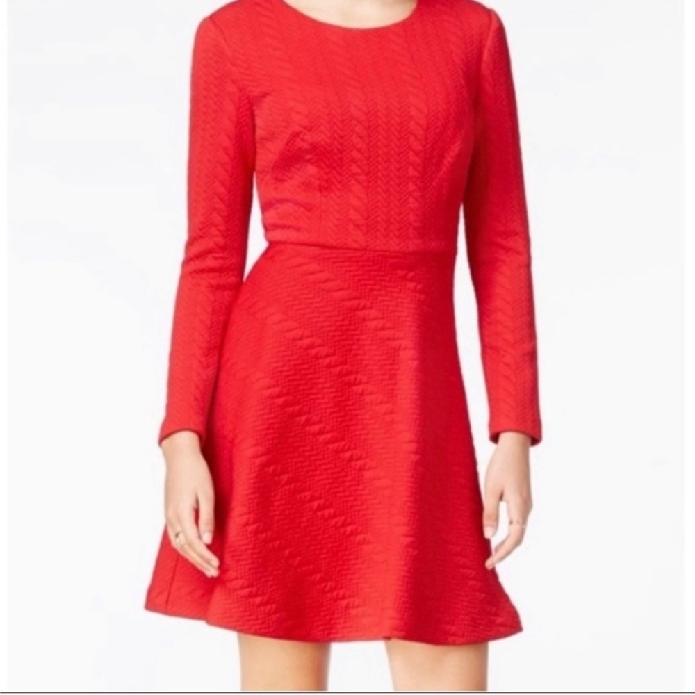 Betsey Johnson Red Long Sleeve A-Line Dress